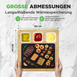 Grill cu piatra incalzita NutriChef Set complet cu bambus si ceramica, ideal pentru carne si legume - Img 3