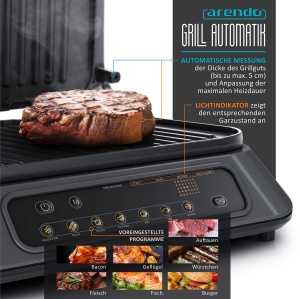 Grill de Contact Arendo 1900W cu Control Digital, 7 Programe, Culoare Gri - Img 3