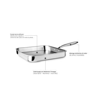 Grill din inox IBILI 653228, 28 cm, fara antiaderenta, inductie - Img 3