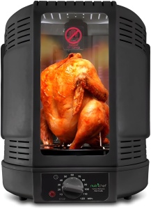 Grill electric NutriChef cu rotisor, 700W, compact, negru