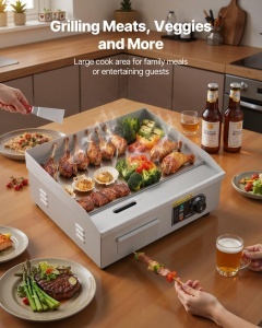 Grill electric VEVOR 2800W, suprafata 45x30 cm, temperatura reglabila 50-300C - Img 2