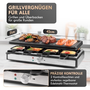 Grill Raclette Clatronic RG 3757 pentru 8 persoane, 1200-1400 W, cu placa detasabila - Img 4