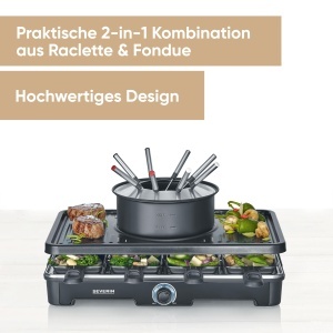 Grill Raclette Fondue Severin RG2347, 2-in-1 pentru 8 persoane, 1400W - Img 8