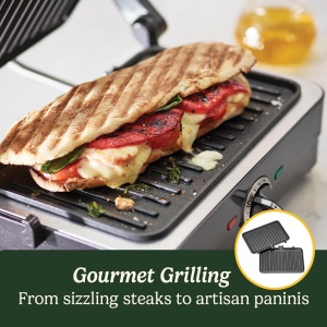 Grill si Sandwich Maker Cuisinart GRSM4U, 2-in-1, 210C, Compact, Gri - Img 3