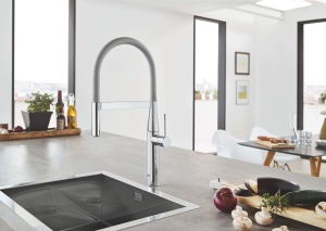 GROHE Essence - Baterie chiuveta cu o singura parghie (cu dus profesional extensibil, suprafata durabila, interval de rotire 360deg), crom, 30294000 - Img 5