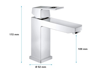 GROHE Eurocube - Mixer pentru lavoar cu o singura parghie (M-Size, cu limitator de temperatura, montare cu o singura gaura), crom, 23446000 - Img 4