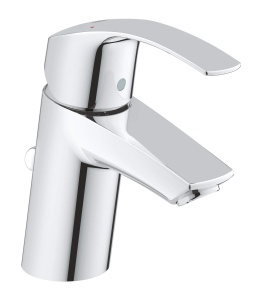 GROHE Eurosmart - Robinet de lavoar de baie cu o singura parghie (S-Size, cu tija de tragere, sifon pop-up, limitator de temperatura), crom, 33265002