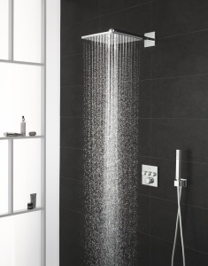 GROHE Rainshower SmartActive 310 Cube - Dus deasupra capului (cu 2 tipuri de pulverizare, pentru montare pe perete, sistem anticalcar), crom, 26479000, 1 bucata - Img 2