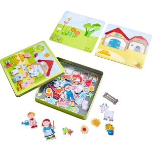 HABA 301951 - Cutie de joc magnetica pentru ferma lui Peter si Pauline puzzle magnetic variat despre viata la ferma jucarie frumoasa pentru copii mici - Img 3