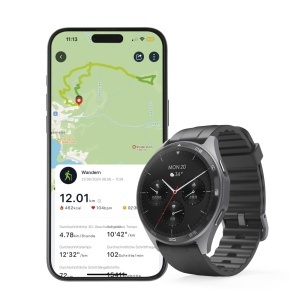 Hama Smartwatch afisaj color AMOLED 143 GPS functie telefon rezistent la apa WhatsApp asistent vocal tracker de somn 110 moduri sportive planuri de an - Img 7