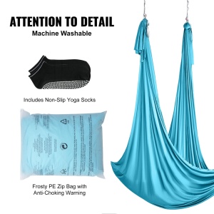 Hamac yoga aerian VEVOR YJ-0077-S09, 10 x 2,8 m, 1000 kg, albastru - Img 7