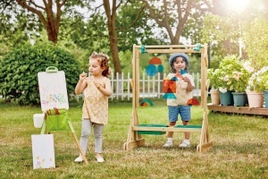 Hape Outdoor Staffelei Tabla de desen pentru copii din lemn rezistent la intemperii - Img 2