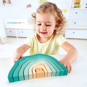 Hape Set Cuburi din Lemn Eisbaren Arktis Jucarie Montessori 12 luni - Img 4