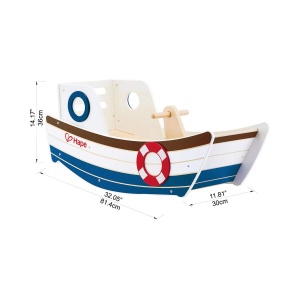 Hape Wellenschaukler Jucarie Balansoar din Lemn pentru Copii 12 Luni Design Barca Greutate Max 50kg - Img 2