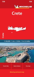 Harta Michelin Crete - Detalii geografice, design unic, culoare crem