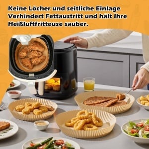 Hartie de copt 20 cm pentru friteuza cu aer cald Ninja, biodegradabila, rezistenta la ulei - Img 2