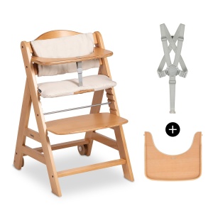 hauck Beta Natural - Set scaun inalt pentru copii in crestere de la 6 luni pana la 90 kg cu roti perna de scaun scandura mare bara de siguranta mica c - Img 1