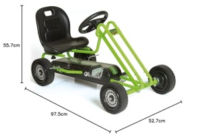 hauck Go-Kart Lightning pentru copii de la 4 ani pana la 50 kg dimensiunea corpului 90-110 cm, masina cu pedale cu frana de mana, scaun reglabil, treapta inainte si marsarier, actionare cu pedale (verde) - Img 8