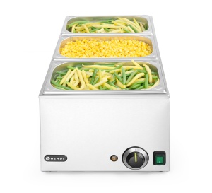 HENDI Bain-Marie, Kitchen Line, incalzitor de alimente, incalzitor de bufet, temperatura continua variabila continuu pana la 85degC, GN 1/1, 230V, 1000W, 340x540x(H)250mm, otel inoxidabil - Img 3
