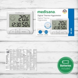 higrometru digital medisana HG 100 termometru de camera contor de umiditate pentru interior afisarea orei pentru un climat interior optim incl functie - Img 6