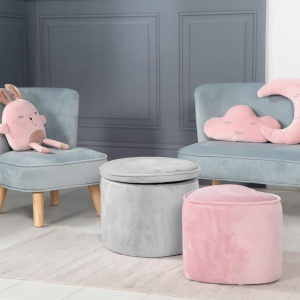 Hocker pentru copii Roba Lil Sofa, oval, cu spatiu de depozitare, gri, 27 cm - Img 6