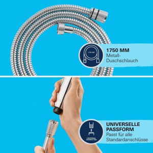 Hose de dus GROHE Vitalioflex, 1,75m, metal, crom, rezistent la caldura - Img 6