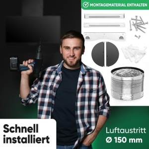 Hota Bomann DU 7607 G 60cm Negru Sticla LED 3 Trepte Umluft si Abluft - Img 6