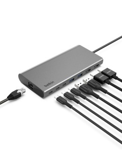 Hub USB-C Belkin INC015BTSGY-CZ, 8-in-1, 100W, 2 Monitoare, Argintiu - Img 2