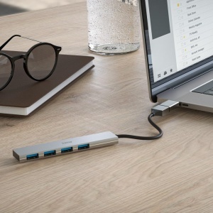 Hub USB Hama 4 Porturi, USB-A si USB-C, Aluminiu, Ultra Slim - Img 6