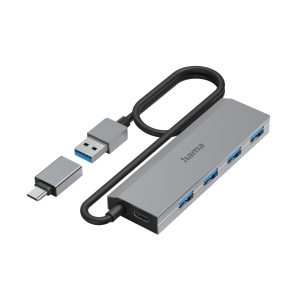 Hub USB Hama 4 Porturi, USB-A si USB-C, cu Alimentare, Aluminiu - Img 4