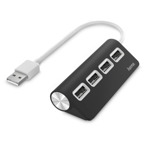 Hub USB Hama 4in1 Essential Line Negru High-Speed USB 20 Plug and Play - Img 1