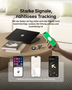 Husa AirTag Belkin cu breloc, protectie anti-zgarieturi, neagra - Img 6