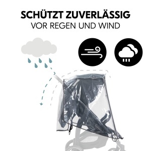 Husa de ploaie universala pentru carucior hauck 47 x 40 x 85 cm cu margine reflectorizanta, fereastra de contact si ventilatie, atasare usoara cu velcro la carucior (transparent) - Img 3