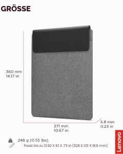 Husa Laptop Lenovo Yoga 14,5 inch, Magnet, Recycle PET, Gri - Img 7