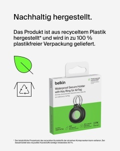 Husa pentru AirTag Belkin cu Inel de Chei, Waterproof, 2 buc, Albastru - Img 7