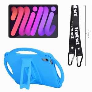 Husa pentru iPad Mini 67 TopEsct, Silicon, Albastra, Cu Maner si Suport - Img 5