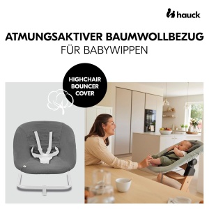 Husa pentru scaunul de masa hauck Highchair Bouncer Eco, 100 bumbac, gri inchis - Img 2