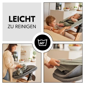 Husa pentru scaunul de masa hauck Highchair Bouncer Eco, bumbac, bej, lavabila - Img 6