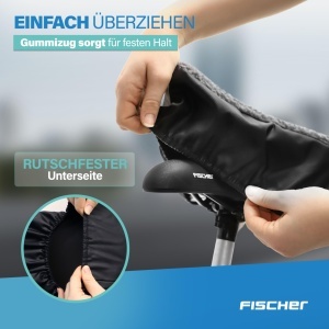 Husa Sediu Bicicleta FISCHER - 2-in-1, Negru si Imitatie Blana, Waterproof - Img 7