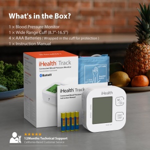 iHealth Track Monitor de tensiune arteriala in retea, cu manseta universala reglabila pentru bratele adulte normale pana la mari, Bluetooth compatibil cu dispozitivele Apple si Android - Img 6