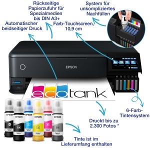 Imprimanta foto Epson EcoTank ET-8550 A3 6 culori Wi-Fi Direct Touchscreen - Img 2
