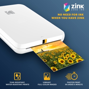 Imprimanta foto pentru smartphone instantanee KODAK Step Slim - Imprimanta foto mobila portabila color subtire - Fotografii adezive de zinc 2x3" - Imprimati dispozitive iOS si Android prin Bluetooth cu aplicatia Fun - Alb - Img 3