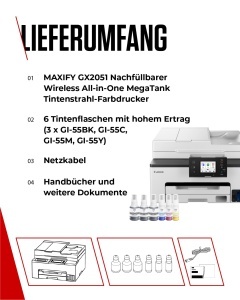 Imprimanta multifunctionala Canon MAXIFY GX2051, 4-in-1, 250 coli, WLAN - Img 7