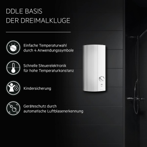 Incalzitor electronic de apa instantaneu AEG baza DDLE 27 kW, selectare continua a temperaturii prin 4 simboluri de aplicare, 4 simboluri de aplicare, conexiune fixa 400V, testat VDE, 222391 - Img 3