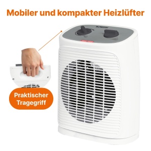 Incalzitor ventilator Bomann(r) cu functie ventilator | Incalzire electrica cu termostat continuu variabil si 2 niveluri de caldura | Incalzitoare radiante oscilante | Incalzitor pentru baie, bucatarie, garaj | HL 6064 CB - Img 2