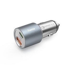 Incarcator auto Hama 38W USB-C USB-A, metalic, pentru smartphone-uri
