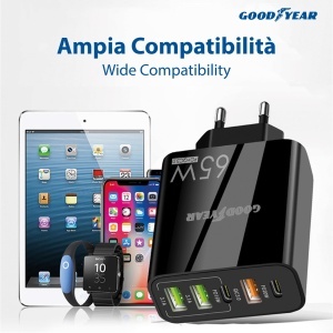 Incarcator Goodyear 220V 5 Porturi 3 USB 2 USB-C, 65W, Compact - Img 6