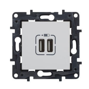 Incarcator USB dublu LEGRAND Niloe Step 398262 Alb pentru instalare sub tencuiala