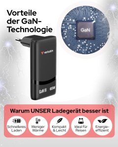 Incarcator Verbatim Fold n Go GaN 65W 2x USB-C Negru - Img 4