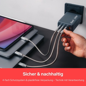 Incarcator Verbatim GaN 240W, 4 Porturi USB-C, Compact si Usor - Img 7